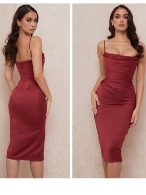 anja wine satin corset midi dress House of CB | Dresses | House Of Cb Anja In Wine